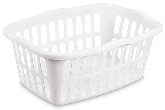 White Plastic Laundry Basket - Sterilite 1.25 Bushel